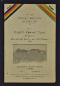Rare 1925 English Cricket Team to Hobart Souvenir Programme and Scorecard England v Tasmania 30