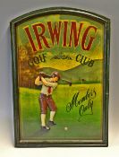 Fantasy "Irwing Golf Club Members Only" hand-painted wooden sign with arched top featuring raised