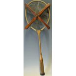 T.H Prosser & Sons "Club" wooden badminton racket c/w F.H Ayres Patent Central racket press -
