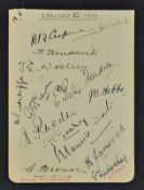 Ashes Winning England XI 1926 Cricket Team Signed Album Page with signatories such as Chapman,