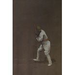 Signed J. K Hawkins Cricket Colour Prints featuring match play scenes of W.G Grace, V. T. Trumper