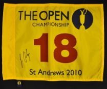 2010 Open Golf Championship pin flag signed by winner Louis Oosthuizen - played at St Andrews 18th