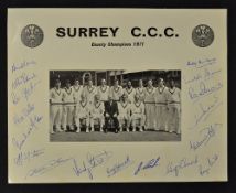 1971 Surrey C.C.C. County Champions Print with facsimile signatures to the surrounding mount,