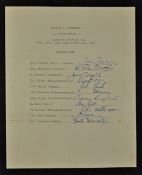 1968 England v Australia 200th Match Signed Cricket Team Sheet played at Lord's on 20-25 June to