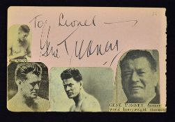 Boxing Gene Tunney Autograph World Heavy Weight Champion signed 'To Lionel Gene Tunney' in ink