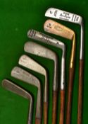7x Various Putters to incl' an elongated shallow blade stamped FH Taylor Super Oxford model, a Ben
