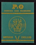 1956 Australia v England Souvenir Tour Programme a P&O programme containing fixtures, player