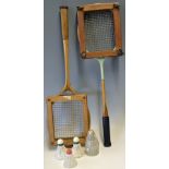 2x badminton wooden rackets, presses and shuttlecocks to incl "Avenue" Special c/w the owners