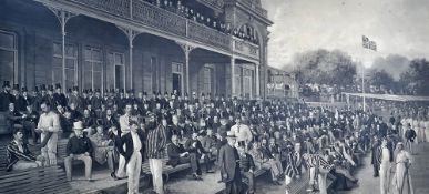 Early 1895 Large Cricket Photogravure titled "Lord's - The Pavilion-Stumps Drawn" from the