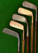 5x Assorted Putters including a Tom Morris of St Andrews straight blade metal head, a centre balance