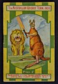 1909 The Australian Cricket Team Player Handbook an informative booklet containing player