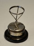 Unusual Dunlop silver hole in one golf ball trophy - comprising 3 twisted golf clubs and engraved on