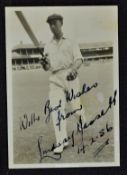 Australian Lindsay Hassett Signed Cricket Photocard signed in ink to the front inscribed 'With