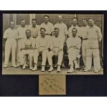 1928 M.C.C Team Press Photograph at Melbourne versus Victoria Nov 1-5, with a hand written note by