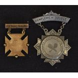 2x scarce 1888 USA tennis medals to incl 14ct yellow metal Maltese cross engraved "L.A.A.-
