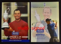 2001 & '02 Open Golf Championship programmes signed by both winners D Duval and Ernie Els and a