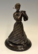 Large brass golfing figure in the style of Lady Margaret Scott - mounted on a circular base,