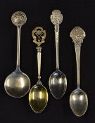 4x interesting Golf Club silver decorative tea spoons to incl Clapham Common, Edinburgh Merchants,