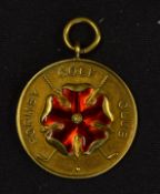 1927 Formby Golf Club 18ct gold and enamel golf medal engraved on the reverse "1927 Coronation