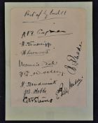 C.1920s England Signed Autograph Page with the inscribed heading 'Part of England 11', featuring