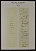 1936/37 M.C.C. Cricket Team in Australia and New Zealand Signed Page fabricated in two columns