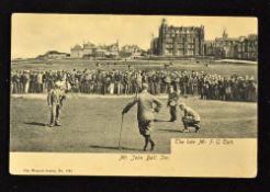 1895 St Andrews Amateur Golf Championship postcard - titled 'Mr John Ball Jnr. and The late Mr F.