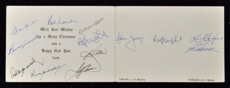 1979/80 England Tour of Australia and India official signed Christmas card featuring players such as