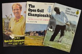 3x 1970's Open Golf Championship programmes to incl 1970 (St Andrews) won by Jack Nicklaus (play-off