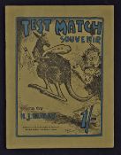 Fine 1921 Cricket Test Match Souvenir Publication edited by H. J. Henley with humorous illustrations