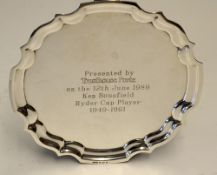 Ryder Cup silver card tray - Ken Bousfield silver card tray engraved "Presented by Trusthouse