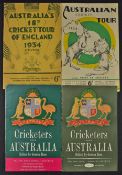 1934 and 1938 Australian Tour to England Souvenir Booklets 18th and 19th Tours respectively both