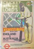 1980 Cricket At Lord's Poster Centenary Test England v Australia measures 63 x 103cm approx.