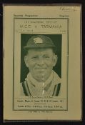 1951 International Cricket M.C.C. v Tasmania Souvenir Programme at Hobart, dated 13-16 Jan, with pen