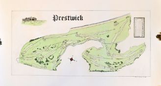 Prestwick Golf Club similar hand coloured course plan - part of the Windsor Handcrafted