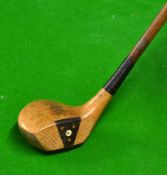 Fine Allan Glasgow Jnr light stained dogwood brassie - with full brass sole plate and central