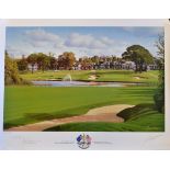 2001 Ryder Cup Golf signed colour print by Graeme Baxter - artist proof of the 18th Green at The