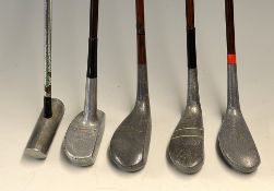 Interesting collection of early steel shafted alloy mallet head putters to incl 2x with deep