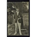 W.R. Hammond Signed Cricket Postcard signed in ink to the front' WR Hammond', stood with cigarette