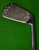 Kennett Patent drilled face and hosel deep faced mashie c.1928, with holes filled with aluminium