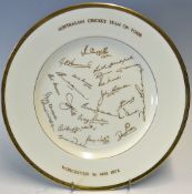 1972 Australian Tourists Cricket Royal Worcester Plate commemorating their visit to the royal