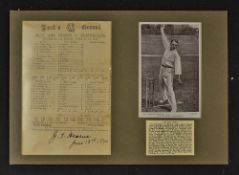 1896 John T. Hearne Signed Cricket M.C.C. v Australia Scorecard signed and dated June 13th 1896 by