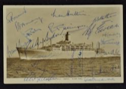 1954 M.C.C. Team Signed Postcard featuring signatures such as Hutton, May, Simpson, Edrich,