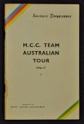 1946/47 M.C.C. Team Australian Tour Cricket Souvenir Programme issued by the N.S.W. Cricket