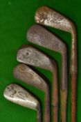 5x Various Irons to incl' a Cochranes driving iron, a Nicoll iron, Cawsey mid-iron and a Marius