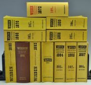 1960-1970 Wisden Cricketers Almanacks with 1961 and 1927 hard back issues the remaining items soft