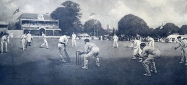Early 1907 Albert Chevallier Taylor signed photogravure totled "Kent versus Lancashire, Canterbury