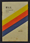 M.C.C. Australian Tour 1928-29 Itinerary containing fixtures, travelling schedule, postal dates