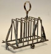 Fine Victorian and elaborate silver plated 6 division cricket toast rack - comprising 5 sets of