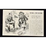 Rare 1904 New Zealand "Britain (British Lions) v New Zealand" rugby postcard - an interesting