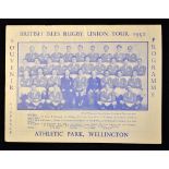 1950 British Lions v New Zealand Maori rugby programme - played on the 2nd August at Athletic Park